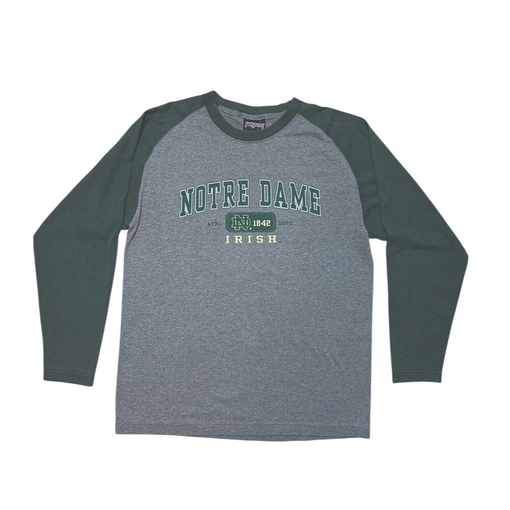 Jansport Vtg 90s Notre Dame Irish Raglan Long Sleeve Shirt MED Athletic Dept